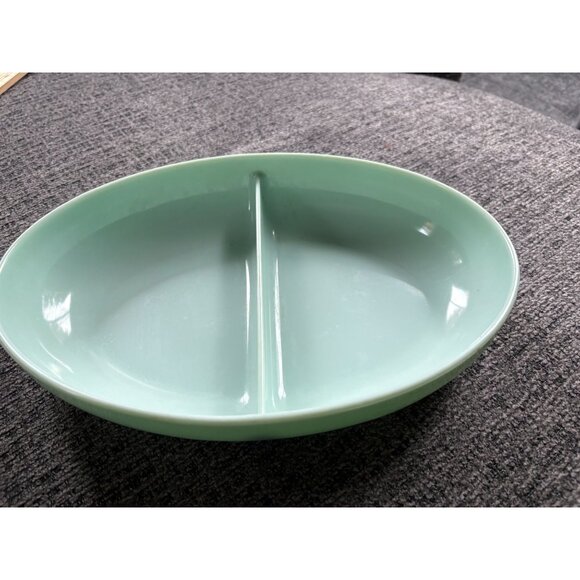 Mint Green Watertown Lifetime Ware Divided Oval Serving Dish 10" Vintage USA-Mad - Picture 5 of 5